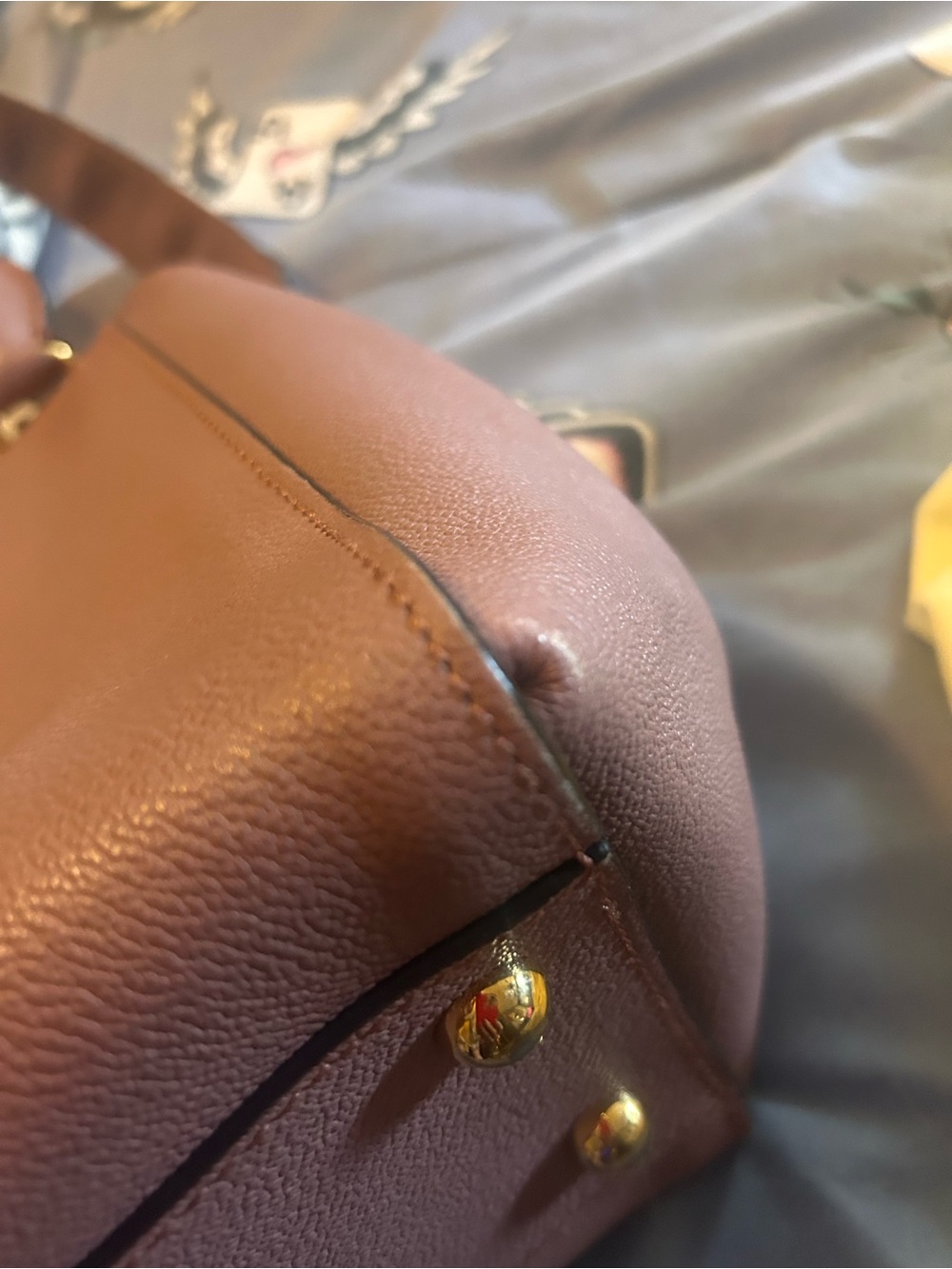 Burberry Dusty Pink Leather Satchel with Signature Check Strap - Picture 8 of 14